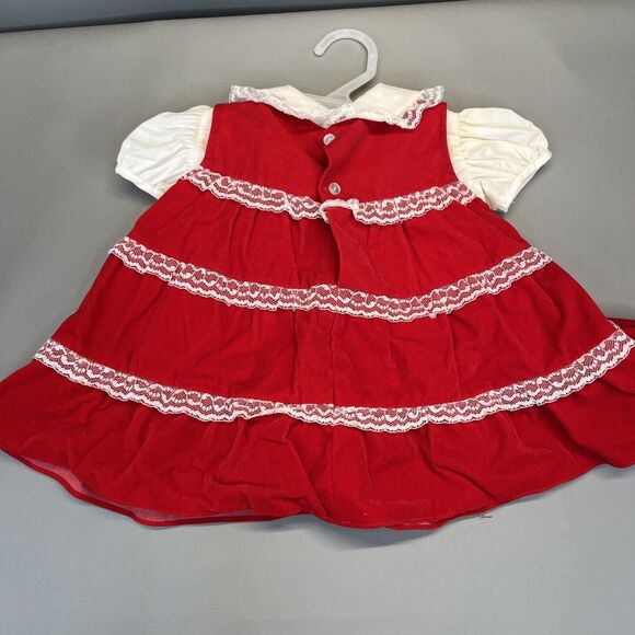 Babyfair Dress Toddler Girls 18 m Red Velvet Lace Christmas - Picture 10 of 16